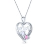 Thumbnail Image 2 of Pink Lab-Created Sapphire, Lab-Created Opal & White Lab-Created Sapphire "Mom" Heart Necklace Sterling Silver 18"