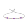 Thumbnail Image 0 of Heart-Shaped Amethyst & White Lab-Created Sapphire "Mom" Infinity Bolo Bracelet Sterling Silver & 10K Rose Gold