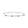 Thumbnail Image 0 of Oval-Cut Amethyst & Diamond Accent Wavy Link Bracelet Sterling Silver 7.25"