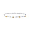 Thumbnail Image 1 of Oval-Cut Citrine & Diamond Accent Wavy Link Bracelet Sterling Silver 7.25"