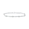 Thumbnail Image 0 of Oval-Cut Lab-Created Opal & Diamond Accent Wavy Link Bracelet Sterling Silver 7.25"