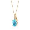 Thumbnail Image 2 of Oval-Cut Swiss Blue Topaz & Diamond Accent Necklace 10K Yellow Gold 18"