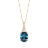 Thumbnail Image 1 of Oval-Cut London Blue Topaz & Diamond Accent Necklace 10K Yellow Gold 18"