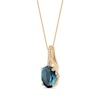 Thumbnail Image 2 of Oval-Cut London Blue Topaz & Diamond Accent Necklace 10K Yellow Gold 18"