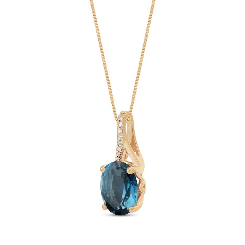 Main Image 2 of Oval-Cut London Blue Topaz & Diamond Accent Necklace 10K Yellow Gold 18"