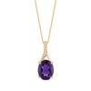 Thumbnail Image 1 of Oval-Cut Amethyst & Diamond Accent Necklace 10K Yellow Gold 18"