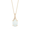 Thumbnail Image 0 of Oval-Cut Lab-Created Opal & Diamond Accent Necklace 10K Yellow Gold 18"