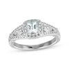 Thumbnail Image 1 of Cushion-Shaped Aquamarine & White Lab-Created Sapphire Ring Sterling Silver