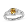 Thumbnail Image 1 of Cushion-Shaped Citrine & White Lab-Created Sapphire Ring Sterling Silver