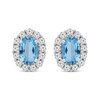 Thumbnail Image 1 of Oval-Cut Swiss Blue Topaz & White Lab-Created Sapphire Halo Earrings Sterling Silver