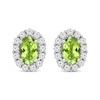 Thumbnail Image 0 of Oval-Cut Peridot & White Lab-Created Sapphire Halo Earrings Sterling Silver