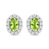 Thumbnail Image 1 of Oval-Cut Peridot & White Lab-Created Sapphire Halo Earrings Sterling Silver
