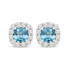 Thumbnail Image 0 of Cushion-Cut Swiss Blue Topaz & White Lab-Created Sapphire Frame Earrings Sterling Silver