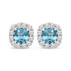 Thumbnail Image 0 of Cushion-Cut Swiss Blue Topaz & White Lab-Created Sapphire Frame Earrings Sterling Silver