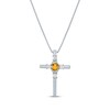 Thumbnail Image 1 of Oval-Cut Citrine & Round-Cut White Lab-Created Sapphire Cross Necklace Sterling Silver 18"