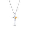 Thumbnail Image 2 of Oval-Cut Citrine & Round-Cut White Lab-Created Sapphire Cross Necklace Sterling Silver 18"