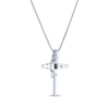 Thumbnail Image 3 of Oval-Cut Garnet & Round-Cut White Lab-Created Sapphire Cross Necklace Sterling Silver 18"