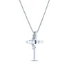 Thumbnail Image 3 of Oval-Cut Lab-Created Opal & Round-Cut White Lab-Created Sapphire Cross Necklace Sterling Silver 18"