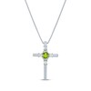 Thumbnail Image 1 of Oval-Cut Peridot & Round-Cut White Lab-Created Sapphire Cross Necklace Sterling Silver 18"