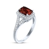 Thumbnail Image 2 of Cushion-Cut Garnet & White Lab-Created Sapphire Ring Sterling Silver