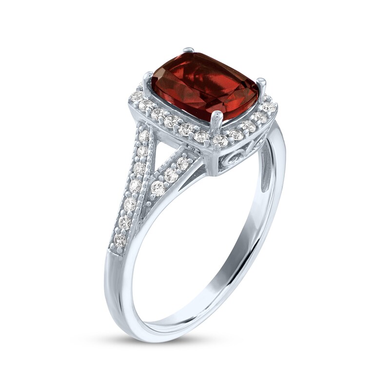 Main Image 2 of Cushion-Cut Garnet & White Lab-Created Sapphire Ring Sterling Silver