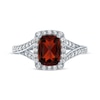 Thumbnail Image 3 of Cushion-Cut Garnet & White Lab-Created Sapphire Ring Sterling Silver
