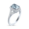 Thumbnail Image 2 of Cushion-Cut Aquamarine & White Lab-Created Sapphire Ring Sterling Silver