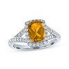 Thumbnail Image 1 of Cushion-Cut Citrine & White Lab-Created Sapphire Ring Sterling Silver