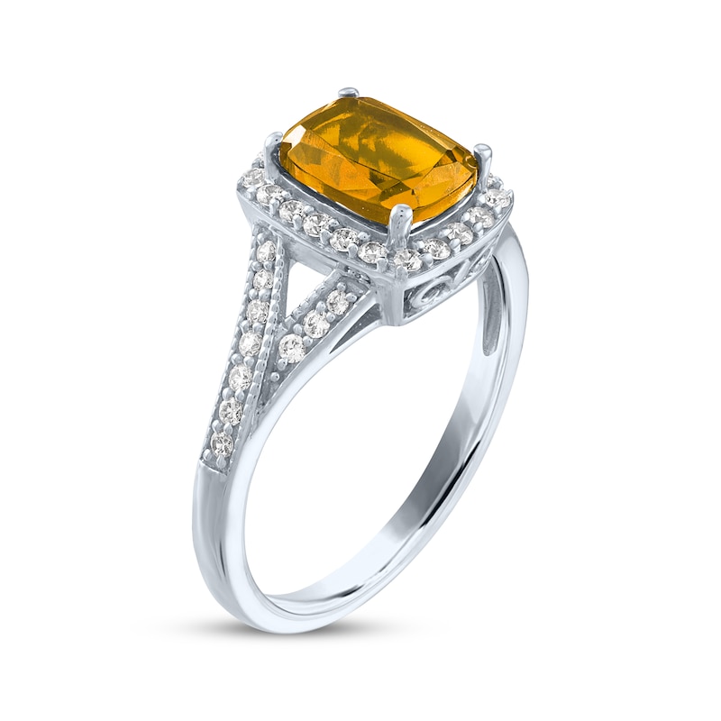 Main Image 2 of Cushion-Cut Citrine & White Lab-Created Sapphire Ring Sterling Silver