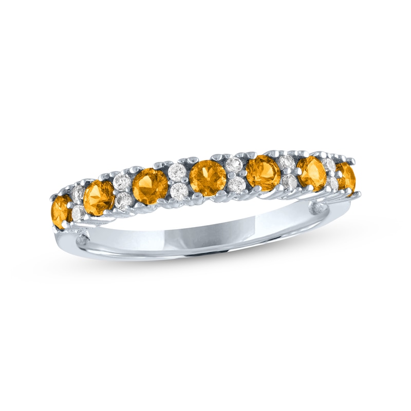 Main Image 1 of Citrine & White Lab-Created Sapphire Stackable Ring Sterling Silver