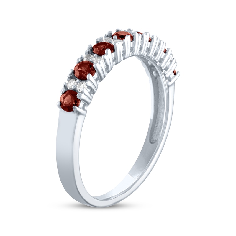 Main Image 2 of Garnet & White Lab-Created Sapphire Stackable Ring Sterling Silver
