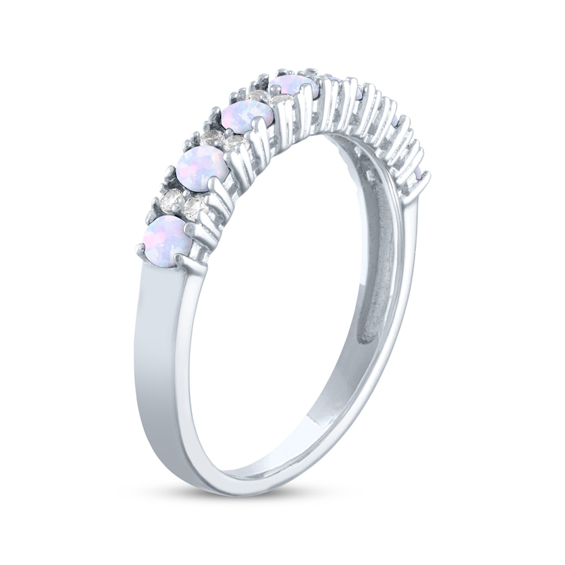 Main Image 2 of Lab-Created Opal & White Lab-Created Sapphire Stackable Ring Sterling Silver
