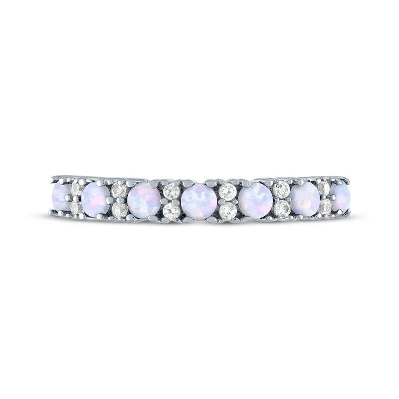 Main Image 3 of Lab-Created Opal & White Lab-Created Sapphire Stackable Ring Sterling Silver