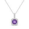 Thumbnail Image 1 of Cushion-Cut Amethyst & White Lab-Created Sapphire Necklace Sterling Silver 18"