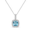 Thumbnail Image 1 of Cushion-Cut Swiss Blue Topaz & White Lab-Created Sapphire Necklace Sterling Silver 18"