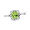 Thumbnail Image 0 of Cushion-Cut Peridot & White Lab-Created Sapphire Ring Sterling Silver