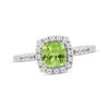 Thumbnail Image 1 of Cushion-Cut Peridot & White Lab-Created Sapphire Ring Sterling Silver