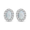 Thumbnail Image 1 of Oval-Cut Lab-Created Opal & White Lab-Created Sapphire Stud Earrings Sterling Silver