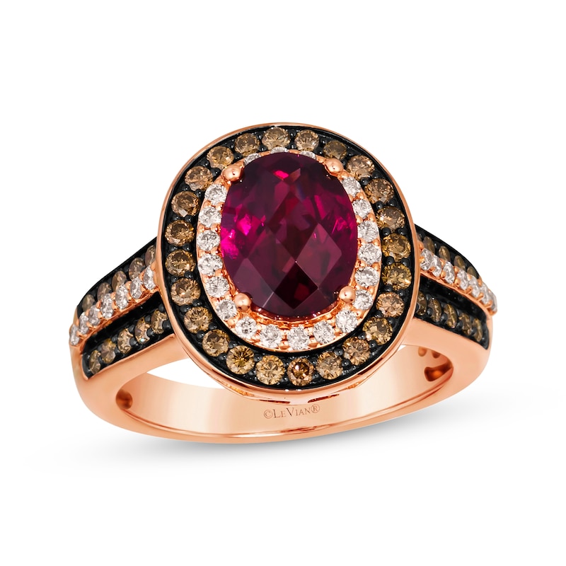 Main Image 1 of Le Vian Rhodolite Garnet Ring 7/8 ct tw Diamonds 14K Strawberry Gold