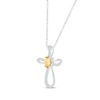 Thumbnail Image 2 of Oval-Cut Citrine & White Lab-Created Sapphire Looping Cross Necklace Sterling Silver 18"