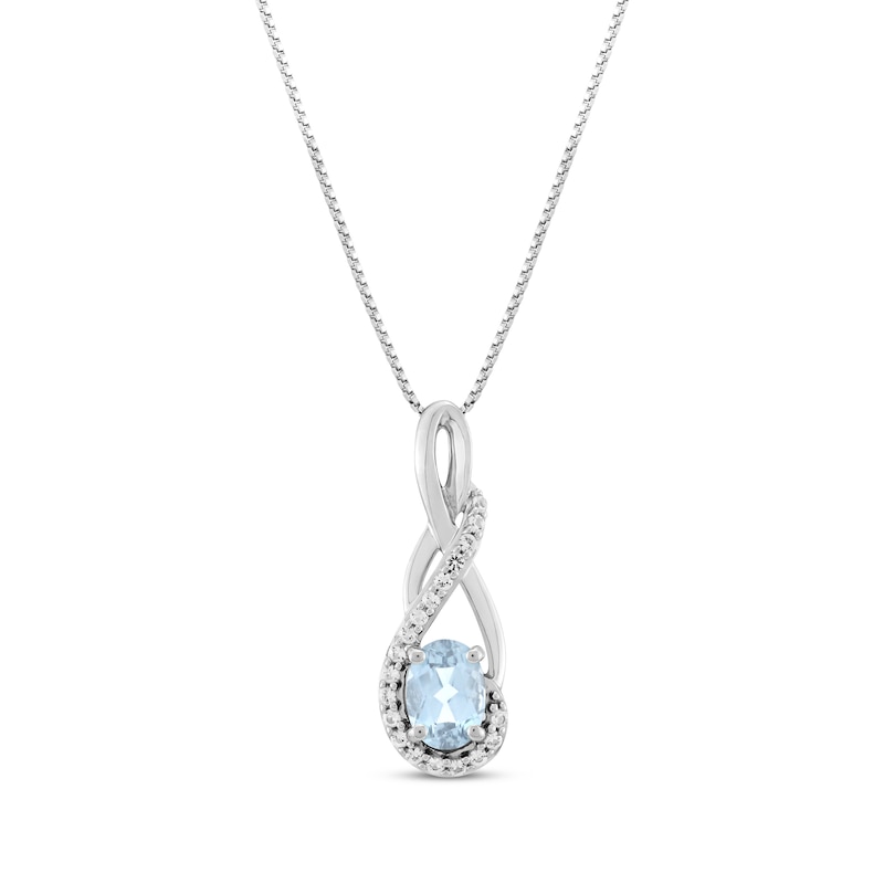 Oval-Cut Aquamarine & White Lab-Created Sapphire Twist Drop Necklace ...
