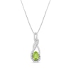 Thumbnail Image 1 of Oval-Cut Peridot & White Lab-Created Sapphire Twist Drop Necklace Sterling Silver 18"