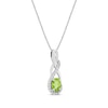 Thumbnail Image 2 of Oval-Cut Peridot & White Lab-Created Sapphire Twist Drop Necklace Sterling Silver 18"