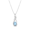 Thumbnail Image 1 of Oval-Cut Swiss Blue Topaz & White Lab-Created Sapphire Twist Drop Necklace Sterling Silver 18"