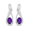 Thumbnail Image 2 of Oval-Cut Amethyst & White Lab-Created Sapphire Twist Drop Earrings Sterling Silver