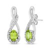 Thumbnail Image 1 of Oval-Cut Peridot & White Lab-Created Sapphire Twist Drop Earrings Sterling Silver