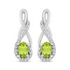Thumbnail Image 2 of Oval-Cut Peridot & White Lab-Created Sapphire Twist Drop Earrings Sterling Silver