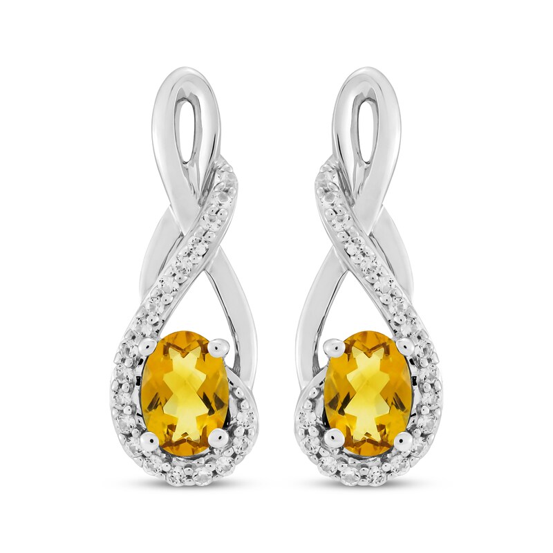 Main Image 2 of Oval-Cut Citrine & White Lab-Created Sapphire Twist Drop Earrings Sterling Silver