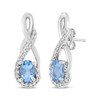 Thumbnail Image 1 of Oval-Cut Swiss Blue Topaz & White Lab-Created Sapphire Twist Drop Earrings Sterling Silver