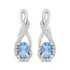 Thumbnail Image 2 of Oval-Cut Swiss Blue Topaz & White Lab-Created Sapphire Twist Drop Earrings Sterling Silver